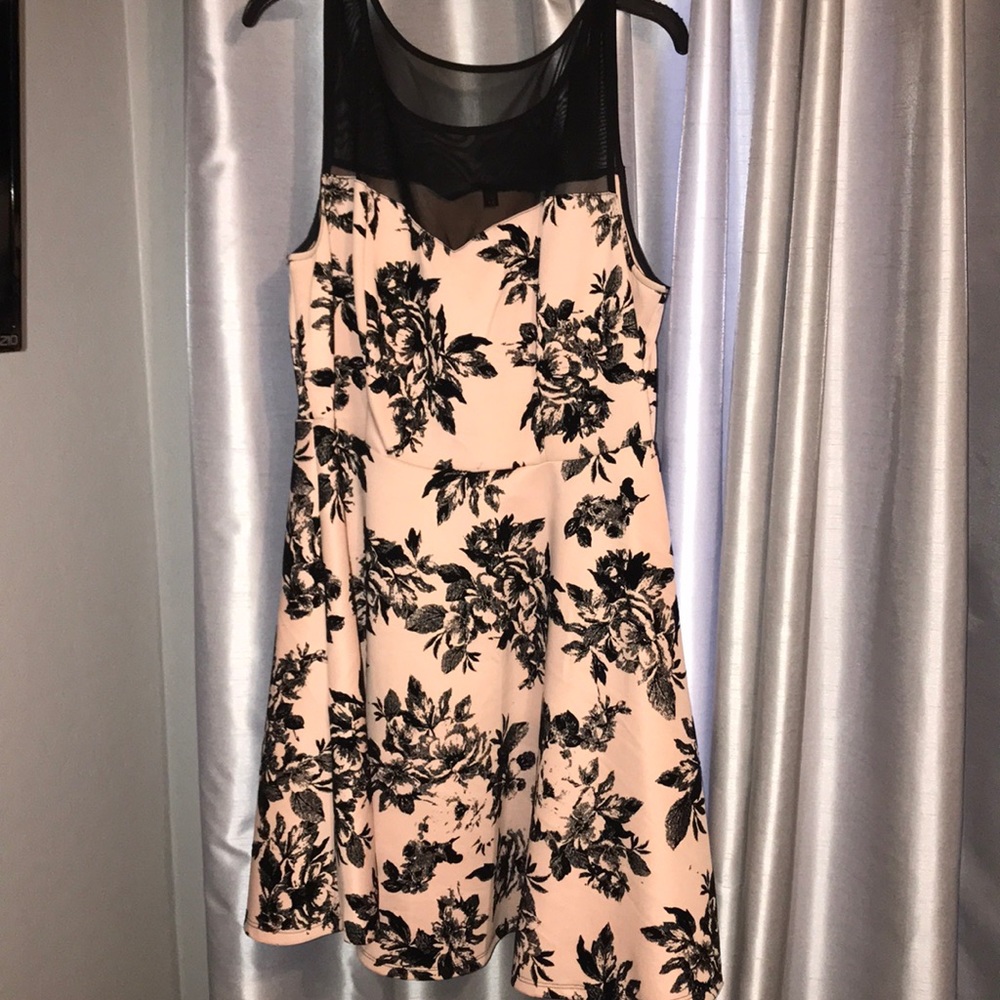 Light pink dress with black flowers